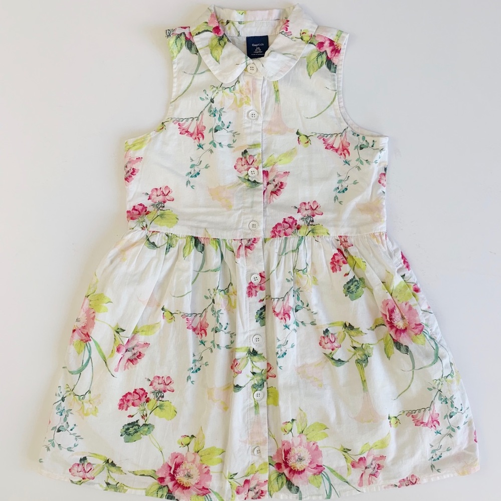 Gap Kids Floral Sleeveless Button Down Dress